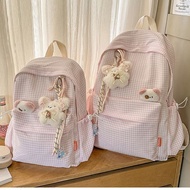 Beg sekolah beg School backpack checkered waterproof 11-16 inch computer bag kanak