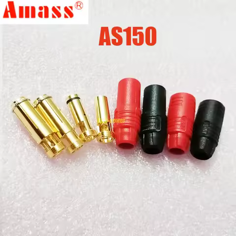 Original Amass AS150 Male/ Female Anti Spark Connector 7mm Gold Plated Banana Plug Set for RC Batter