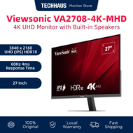 ViewSonic VA2708-4K-MHD 27” 4K UHD Monitor with HDR 10 and Dual HDMI DisplayPort (3 years warranty)