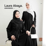 Laura Abaya Alaydrus Collection Abaya Black Turkey Gamis Syari Muslimah Jetblack Chiffon Combination