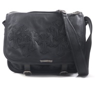 成色極佳 ▼ CHROME HEARTS Chrome Hearts 皮革墓地十字貼片大軟肩包 黑色 銀色五金 附防塵袋 男士