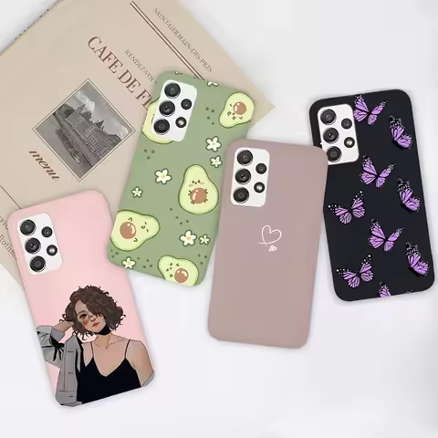 For Samsung A52 A52S A53 Phone Cases Cute Cool Girl Heart Matte Fashion Flower Case Cover Lembut Sam