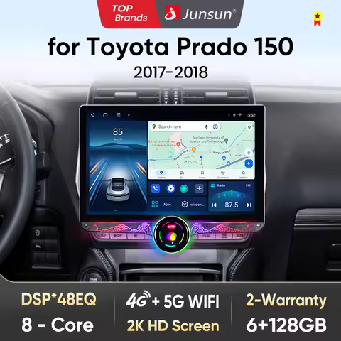 Junsun AI Wireless CarPlay Android Auto Car Radio For Toyota Land Cruiser Prado 150 2017-2018 4G GPS