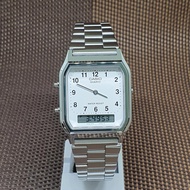 Casio AQ-230A-7B Vintage Silver Plated Dual-time Digital and  Analog Watch