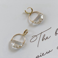 Ice Half Moon Cubic One Touch Ring Earrings / korea korean fashion accessories jewelry jewellry item