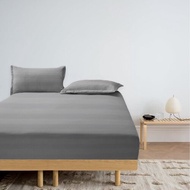 Premium Cotton Fitted Bedsheet Stripe Cadar Single Queen King Size Bedding Set 2in1 4in1 Getah Kelil