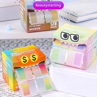Beautylife| 128 Sheets/Roll Pearlescent Transparent Index Sticker Colorful Funny Sticky Notes Markin
