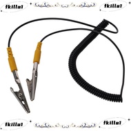 FKILA Anti-Static ESD Grounding Cable, 2mm PU,Metal Coiled Cord, Durable Male-to-Female Polyurethane