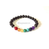 LJpassion Yoga Bracelet, Seven Chakra Bracelet, 7 Chakra Bracelet, Lava Stone Bracelet