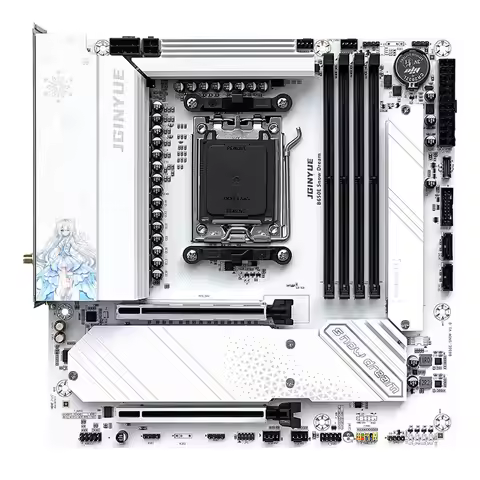JGINYUE AM5 Motherboard B650E Snow Dream, Supports AMD Ryzen 9000/8000/7000, PCIe 5.0, DDR5 7000+(OC