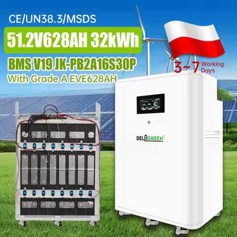 EU STOCK 32kwh 51.2V628AH LiFePO4 Battery Pack Solar Storage Battery V19 JK-PB2A16S30P BMS 4.3 inch 