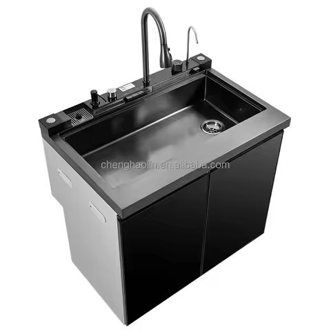 Storage Cabinet Dishwash Prep Area Integrated Sink Faucet Disinfection Cabinet Dry Function All in O