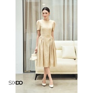 SIXDO Dark Beige Organza Flared Dress (Dark Beige Organza Flared Dress)
