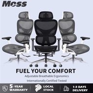 W·1 Moss Office Lumbar Ergonomic QUQ Support, Mesh Desk with 4D Adjustable Arms Headrest, High Back 
