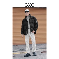 GXG Men's Clothing Trendy Black Full Print Warm Stand-Up Collar Denim Padded Jacket