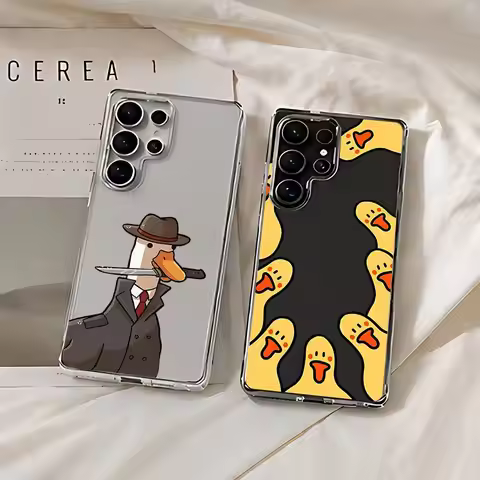 Cartoon Duck Silicone Phone Case For Samsung Galaxy S21 S22 S23 S24ULTRA S25ULTRA FE Ultra Plus5G A5