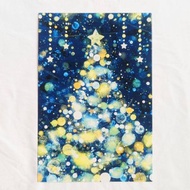 Christmas Postcard Snow and Starry Night 5 card set