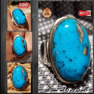 Cincin Batu Akik Natural Pirus Persia Neizhabur Biru Fancy Jumbo Hu