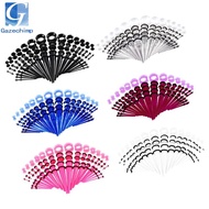 [Gazechimp] 50 Pieces Acrylic  14G-00G  Ear Gauges Expander Assorted Size Kit , Black