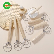Oak Handle Beater Flour Beater Dough Stirrer Stainless Steel Coil Beater Cake Hand Beater Hand Beate