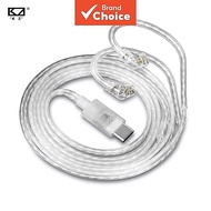 KZ Silver-Plated Type-C C-Pin IEM Upgrade Cable with HD Dual Microphone Kabel Naik Taraf KZ Perak-Pe