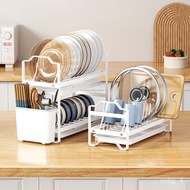 Dish Storage Rack Drawer Cupboard Draining Plate Rack Kitchen Double Floor-Standing Tableware Storage Rack