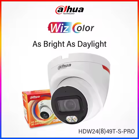 Dahua 4MP 8MP Full Color Pro Camera WizColor Dual Warm light Smart Protection Detection HDW2449T-S-P