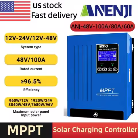 ANENJI 100A 80A 60A MPPT Solar Charging Controller Solar Panel Discharge Controller LCD Display 12V 