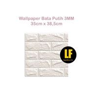 wa wallpaper foam 3d batik panel diamond triangle dinding sticker - 35cm x 385cm putih