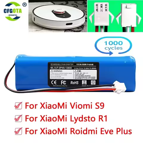 5200-12800mAh For XiaoMi Lydsto R1 Roidmi Eve Plus Viomi S9 Robot Vacuum Cleaner Battery Pack Capaci