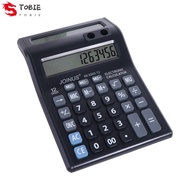TOBIE 12 Digits Calculator, Battery Powered Dual Screen Mechanical Calculator, Gift Portable Station