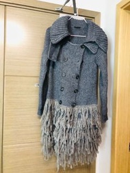 Sisley 灰色流蘇毛衣外套