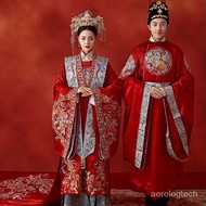YQHanfu Ancient Costume Wedding Dress Bride Hanfu Ming Style Phoenix Coronet a Chaplet and Official Robes Wedding Clothe