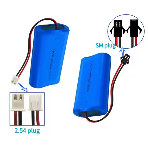 For 6000mAh 3.7V 18650 2.54/SM Plug Rechargeable Battery Pack