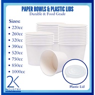 50pcs. PAPER BOWL (with Lid /cover) 1000cc 850cc 750cc 520cc 390cc 320cc 260cc 220cc