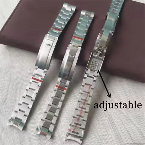 High Quality 20mm Silver 904L Stainless Steel Watchband Curved End Screw Links Oyster Bracelet Fit F