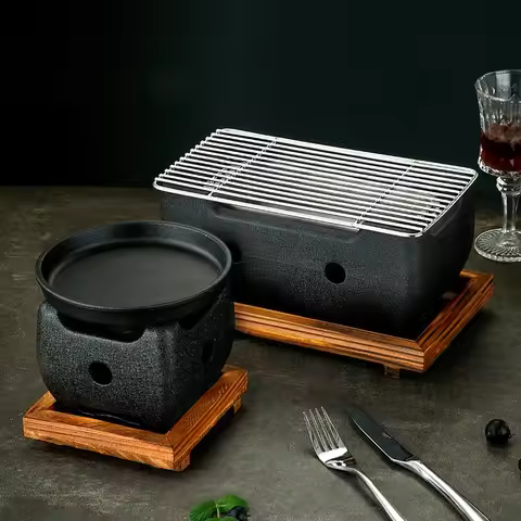 Japanese charcoal grill Aluminum alloy tea cooker Small oven Korean style cast iron barbecue dish po