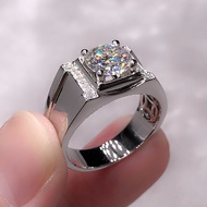 18K White Gold Moissanite Men's Diamond Ring 1 Carat Men's Ring Sandblasted Matte White Gold Ring