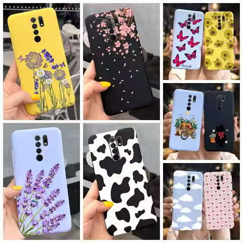Soft Case For Xiaomi Redmi 9 Cover Silicone Luxury Lavender Painted Slim Phone Case for Xiomi Redmi 