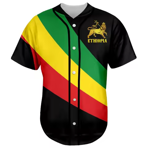 Africa County Ethiopia Native Reggae Lion Tattoo 3DPrint Summer Harajuku Casual Funny Baseball Jerse