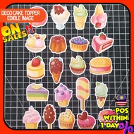 Happy Birthday Cake Topper Cupcake Aiscream Decoration Set Party Accessories Banner Hiasan Kek Desig