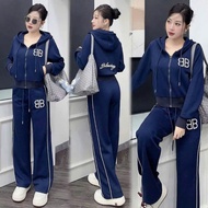 SUSU FASHION WOMEN'S LONG Flannel SUIT SET WITH BB PRINTED PATTERN HAT