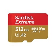 SanDisk Extreme Micro SD 512G V30 U3 A2 記憶卡-RM536
