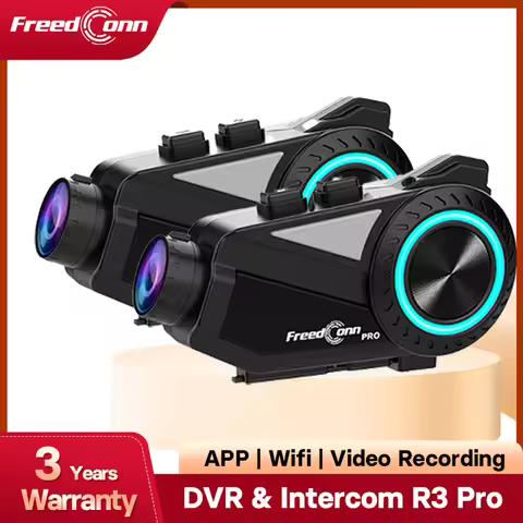 Freedconn R3 Pro Helmet Bluetooth Headset Group Motorcycle Intercom 2K Dash Cam Motor Auto DVR WiFi