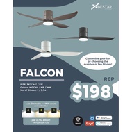 bestar falcon dc smart ceiling fan dimmable tri tone led lights 2 3 4 blades white mocha black 36 46