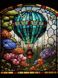 熱氣球玻璃藝術貼紙 DIY 鑲鑽刺繡卡通裝飾畫 DIY 家居裝飾手工藝品掛件 創意十字繡禮品製作
