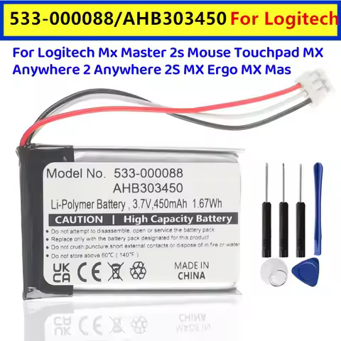 Original Battery 533-000088, AHB303450 For Logitech Mx Master 2s Mouse Touchpad MX Anywhere 2 Anywhe
