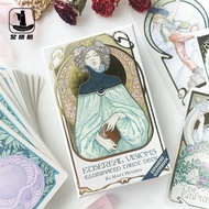 Tarot Ethereal Visions บัตร Tarot เงินทอง ป้องกันการลวง บัตร Tarot ที่ทำจากกระดาษแข็ง อุปกรณ์เล่นเกม