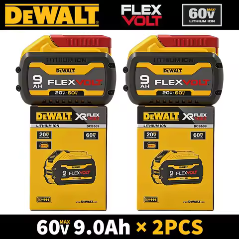 Authentic Dewalt Battery DCB609 60V/20V Max 9.0Ah Li-Ion FlexVolt Battery, High Power 180Wh Recharge
