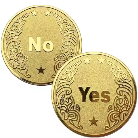 1pc Yes No Decision Coin Metal Challenge Double sided Coin Lucky Coin for Party Game Divination Deci